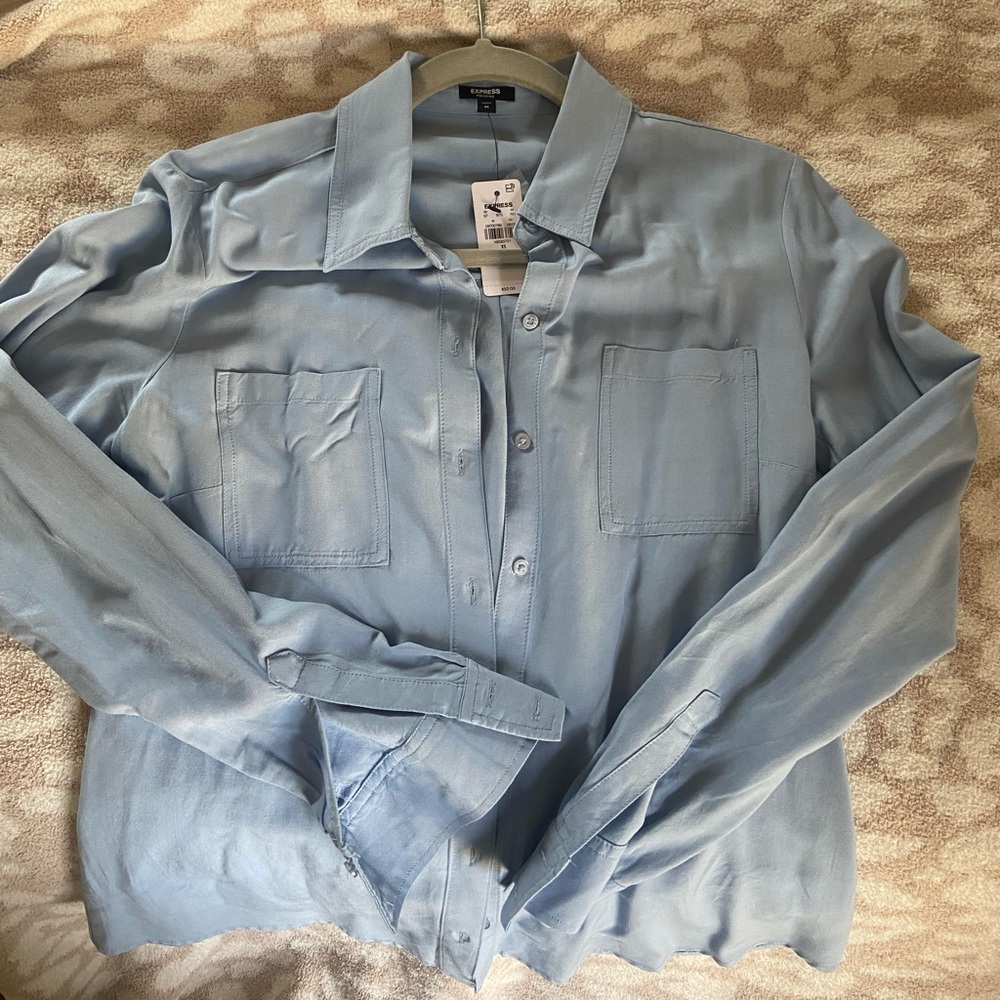 Express Portofino Light Blue Shirt with Pockets